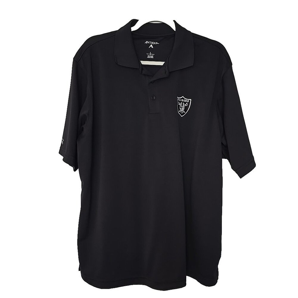 Las Vegas RAIDERS Antigua Large Golf Polo Shirt Mens Black